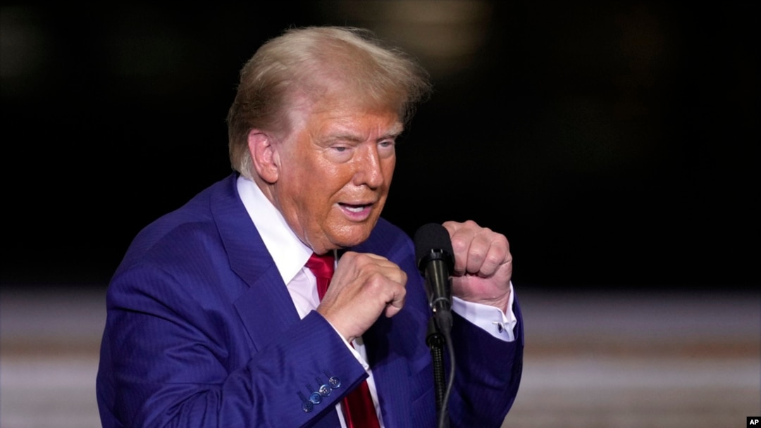 Republican presidential nominee former President Donald Trump speaks during a campaign event at Alro Steel, Aug. 29, 2024, in Potterville, Mich.