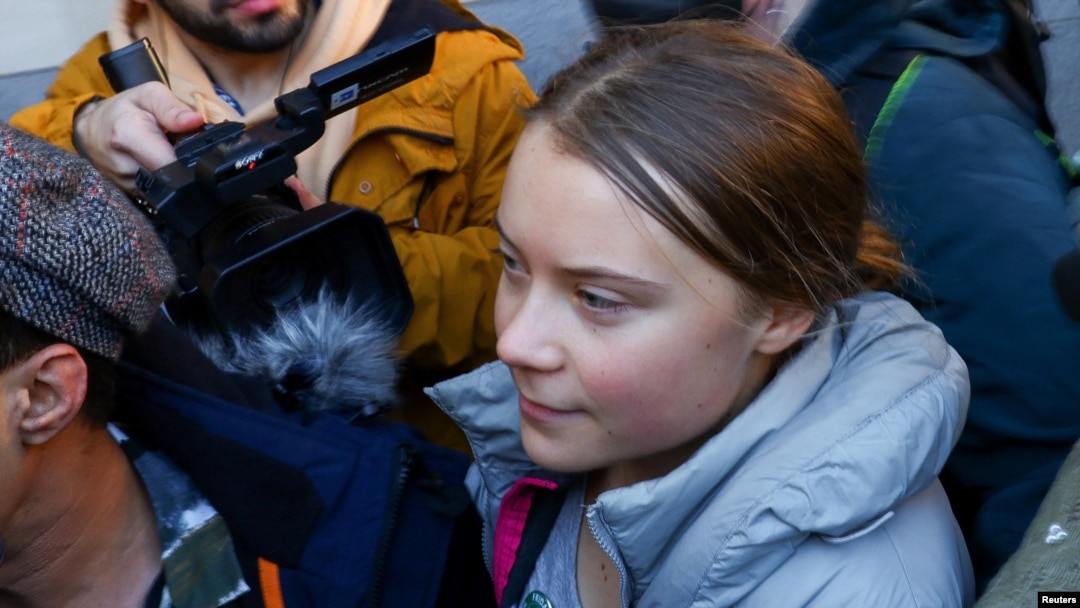 Climate activist Greta Thunberg walks outside Westminster Magistrates' Court in London, Nov. 15, 2023. 