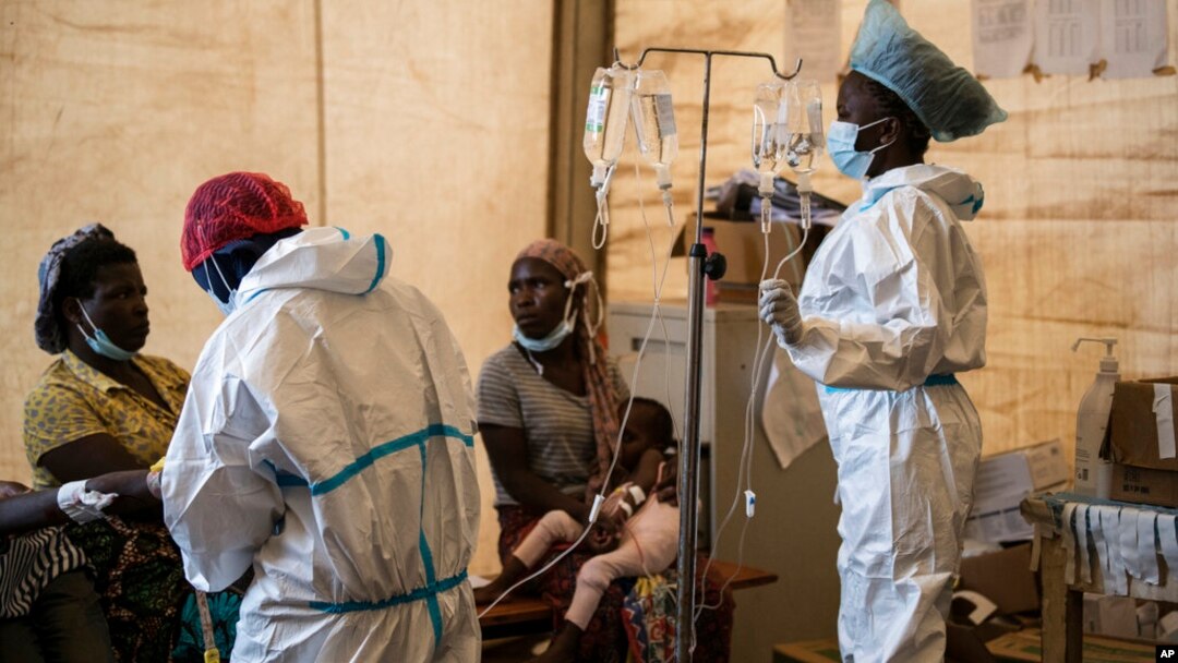 FILE - Health workers treat cholera patients at the Bwaila Hospital in Lilongwe central Malawi on Jan. 11, 2023.