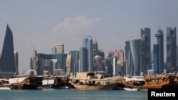 FILE - The Doha skyline is seen on Nov. 11, 2022. Envoys from several countries will meet Monday in Doha to discuss the situation in Afghanistan. 
