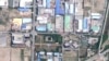 개성공단 중심부를 촬영한 위성사진에 버스 등 차량(원 안)이 보인다. 사진=Planet Labs