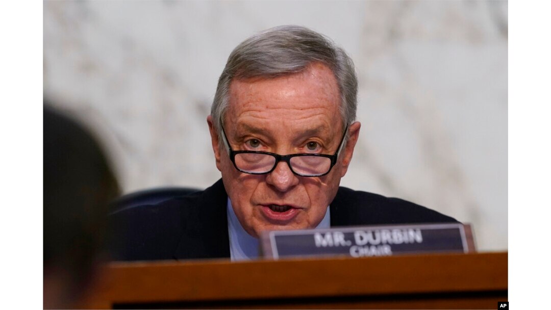 FILE - Sen. Dick Durbin, D-Ill., speaks at the confirmation hearing of Supreme Court nominee Ketanji Brown Jackson, on Capitol Hill, March 22, 2022.
