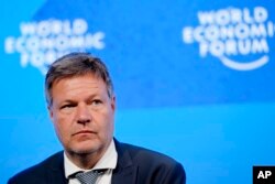 FILE - German Vice Chancellor and Economy and Climate Minister Robert Habeck attends a panel discussion at the World Economic Forum in Davos, Switzerland, May 23, 2022.