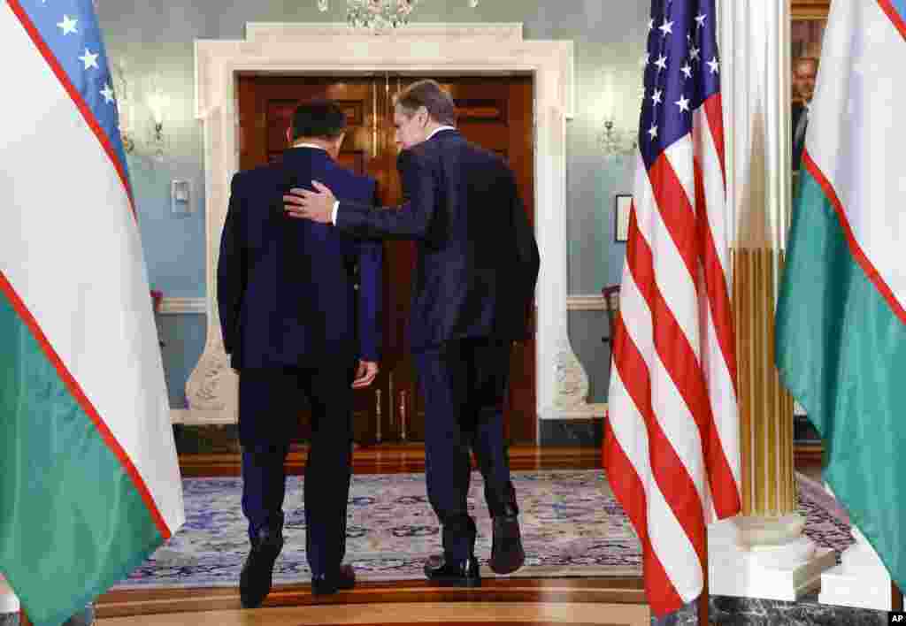 AQSh Davlat kotibi Entoni Blinken va O'zbekiston Tashqi ishlar vaziri Vladimir Norov, Vashington, 12-dekabr, 2022