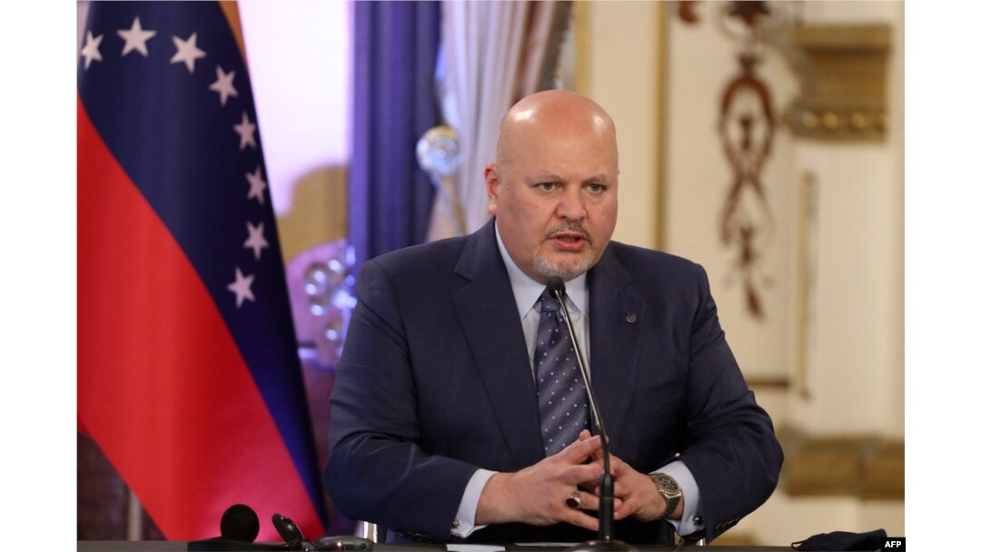 International Criminal Court prosecutor Karim Khan speaks at the Miraflores presidential palace in Caracas, March 31, 2022. (Photo by Zurimar Campos / Venezuelan Presidency / AFP)