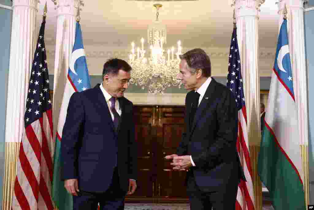 AQSh Davlat kotibi Entoni Blinken va O'zbekiston Tashqi ishlar vaziri Vladimir Norov, Vashington, 12-dekabr, 2022