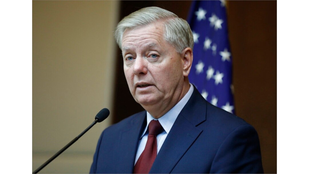 FILE - Republican Sen. Lindsey Graham speaks to reporters in Ankara, Turkey, Jan. 19, 2019.