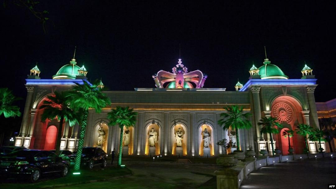 FILE - The Kings Romans Chinese casino in Ton Pheung, a special economic zone set in northwestern Laos along the Mekong river, is seen at the border with Thailand and Myanmar, April 8, 2015. 