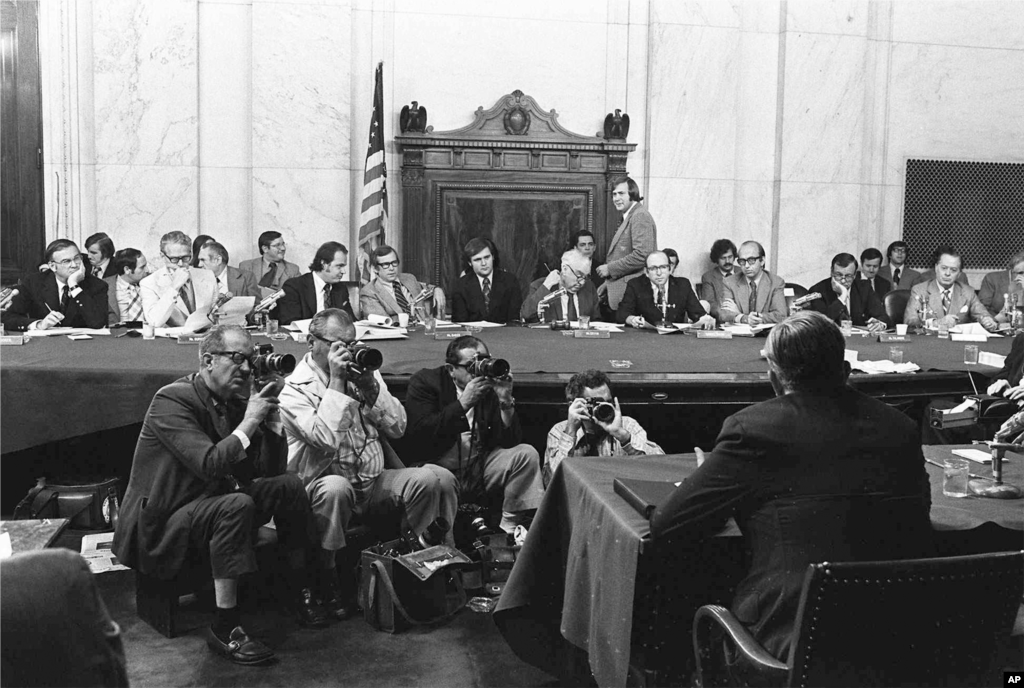 "Votergeyt" mashmashasini tergov qilgan Senat qo'mitasi, 3-avgust, 1973. (AP Photo)
