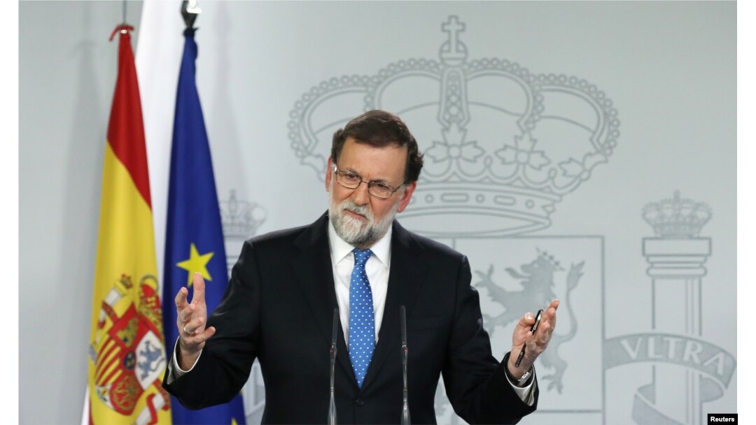 Spain's Prime Minister Mariano Rajoy attends a press conference at the Moncloa Palace in Madrid, Dec. 22, 2017.