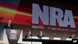 FILE - National Rifle Association Executive Vice President Wayne LaPierre speaks at the NRA Annual Meeting of Members in Indianapolis, April 27, 2019. 