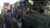 Nigerian refugees are seen on a Cameroonian military truck set to make its way out of Fotokol for Nigeria, in Fotokol, Cameroon, April 19, 2017. (M.E. Kindzeka/VOA)