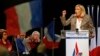 France's far-right National Front political party leader Marine Le Pen delivers a speech during a political rally in Six-Fours, near Toulon, March 16, 2015.