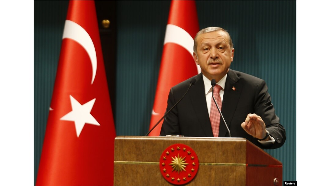Turkish President Tayyip Erdogan speaks during a news conference following the National Security Council and cabinet meetings at the Presidential Palace in Ankara, July 20, 2016.