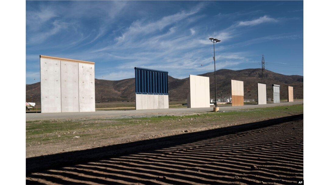 Wall prototypes sit on the US-Mexico border
