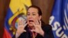 FILE - Ecuador's Foreign Minister Maria Fernanda Espinosa Garces speaks at a press conference in Quito, Ecuador, Jan. 11, 2018. 