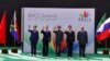 A Mar. 29, 2012 photo shows (L-R) Brazil's President Dilma Rousseff, Russian Pres. Dmitry Medvedev, Indian PM Manmohan Singh, former Chinese Pres. Hu Jintao and South African Pres. Jacob Zuma at the BRICS Summit in New Delhi, India.