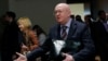 Russian Ambassador to the United Nations Vassily Nebenzia speaks to reporters outside Security Council chambers at the U.N. headquarters in New York, April 12, 2018.