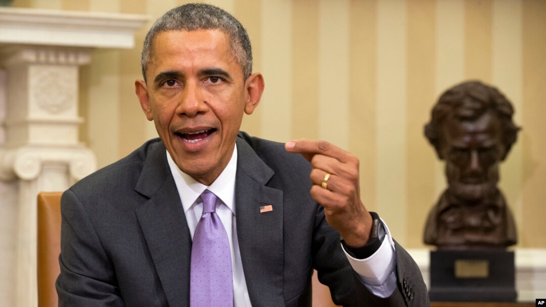 FILE - President Barack Obama speaks at the White House about Iran and Israeli Prime Minister Benjamin Netanyahu's speech to Congress, March 3, 2015.