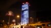 An office building is illuminated with lights displaying &quot;Pray for MH370&quot; in Kuala Lumpur, Malaysia, March 24, 2014. 