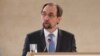 FILE - United Nations High Commissioner for Human Rights Zeid Ra'ad Al Hussein addresses the 37th session of the United Nations Human Rights Council, Feb. 26, 2018, in Geneva.
