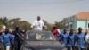 Presidential candidate Serifo Nhamadjo rallies voters on the streets of Guinea Bissau's capital during the final day of campaigning ahead of Sunday's presidential elections, Friday, March 16, 2012. 