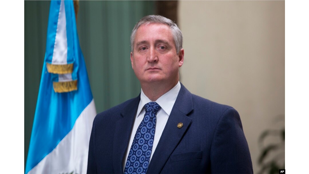 Interior Minister Enrique Degenhart gives a press conference in Guatemala City, Sept. 17, 2018.