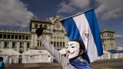 A Nicaraguan citizen protests against President Daniel Ortega at the Constitution Square in Guatemala City, Nov. 7, 2021.