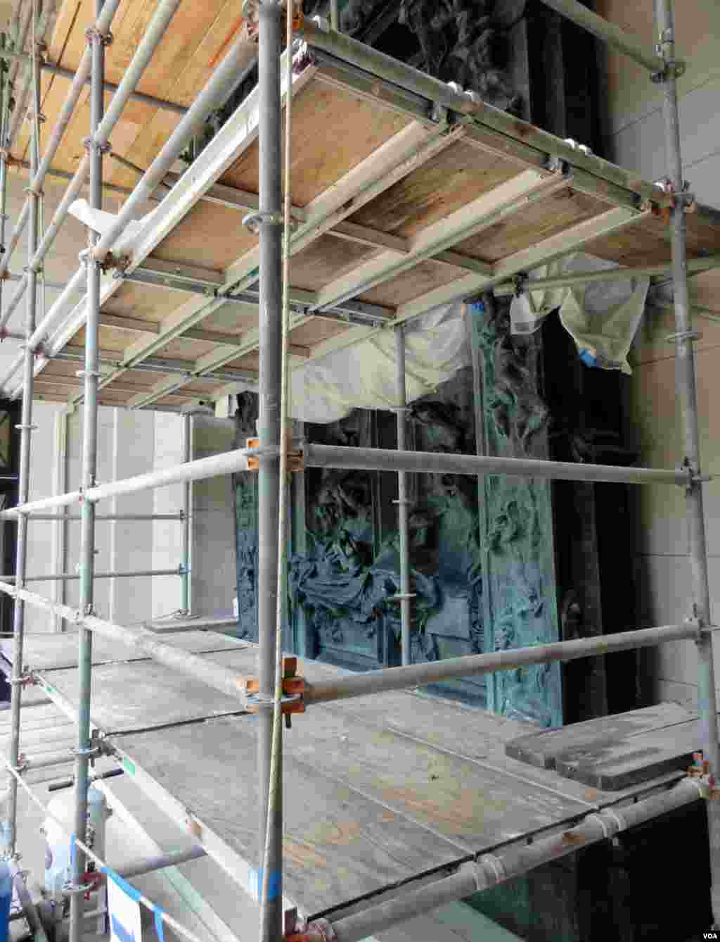 "The Gates of Hell" is still under restoration. (Z. Hoke/VOA)