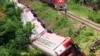 A derailed train is seen in Eseka, Cameroon, Oct. 21, 2016. 