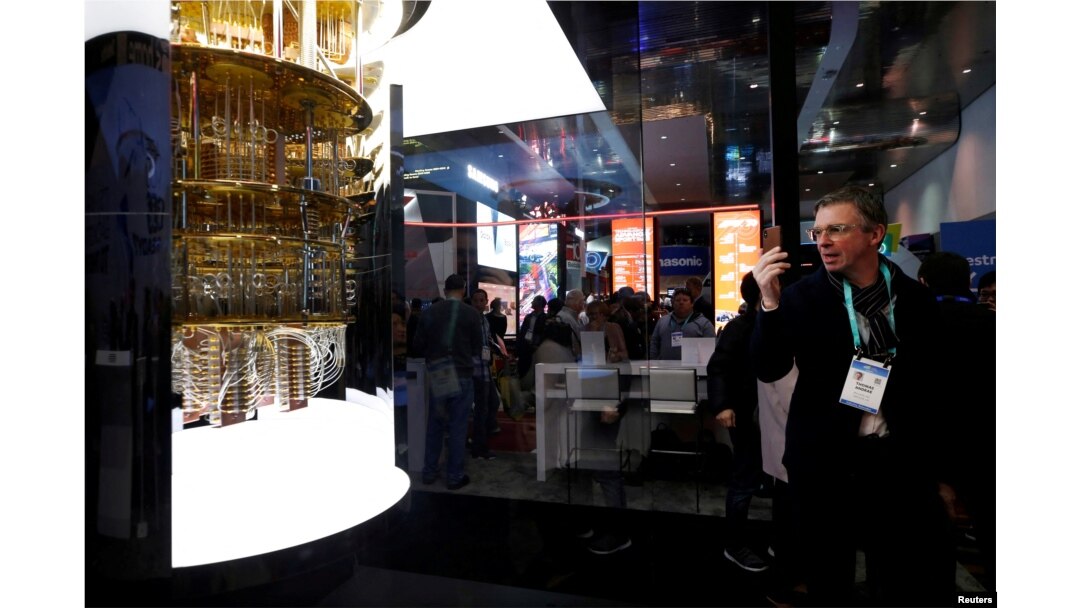 FILE - A man takes a photo of a model of the IBM Q System One quantum computer during the 2020 CES in Las Vegas, Nevada, U.S. January 7, 2020. (REUTERS/Steve Marcus/File Photo)