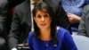 U.S. Ambassador to the United Nations Nikki Haley speaks during an emergency Security Council meeting on Syria at U.N. headquarters in New York, April 14, 2018.
