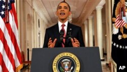 President Barack Obama addresses the US from the East Room of the White House in Washington on the approaching debt limit deadline, July 25, 2011