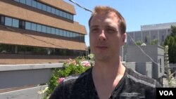 Olov Burman of Meindbender Animation Studios in Sweden hopes to break into the Hollywood feature movie business. (M. O'Sullivan/VOA)