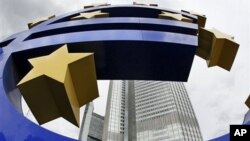 Euro sculpture in front of the European Central Bank (ECB) in Frankfurt, Germany (file photo)