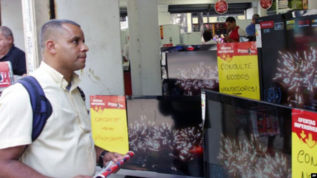 Ronaldo Ormond Silva shops for a TV in Rio de Janeiro. He's one of many Brazilians who have eagerly embraced consumerism under the presidency of Luiz Inacio Lula da Silva