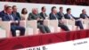 俄罗斯总统普京，日本首相安倍晋三，印度总理莫迪和蒙古总统巴特图勒嘎在远东城市符拉迪沃斯托克（海参崴）出席远东经济论坛会议期间观看柔道表演。（2019年9月5日）