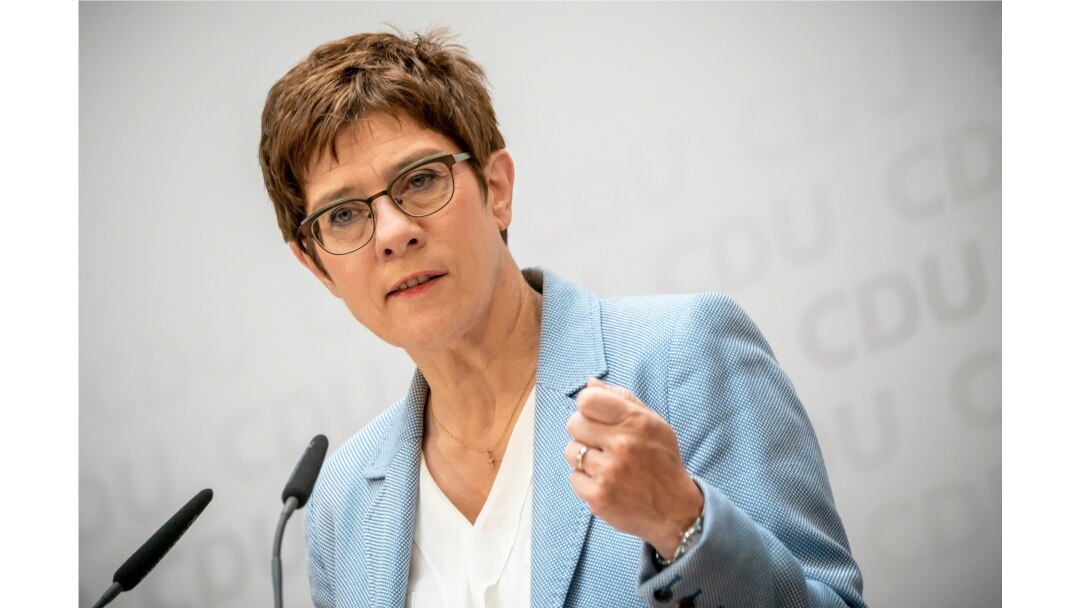 Annegret Kramp-Karrenbauer, German Minister of Defense, speaks at a news conference in Berlin, Germany, June 8, 2020.