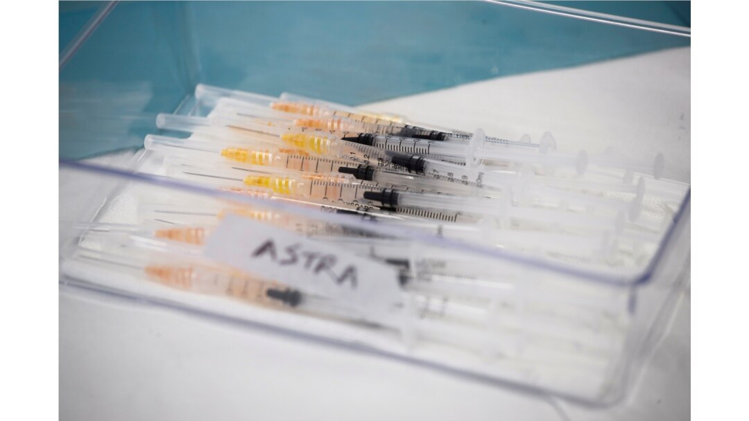 Syringes with AstraZeneca coronavirus disease (COVID-19) vaccines are prepared in Fasano, Italy, Apr. 13, 2021.