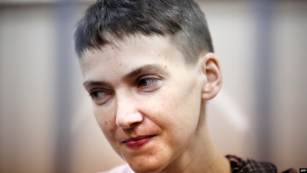 FILE - Ukrainian military officer Nadezhda Savchenko attends a court hearing in Moscow, March 26, 2015.