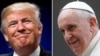 A combination of file photos shows Donald Trump (L) speaking at a campaign event in Charlotte, North Carolina, July 26, 2016, and Pope Francis looking on during his Wednesday general audience at Saint Peter's Square, March 19, 2014. 