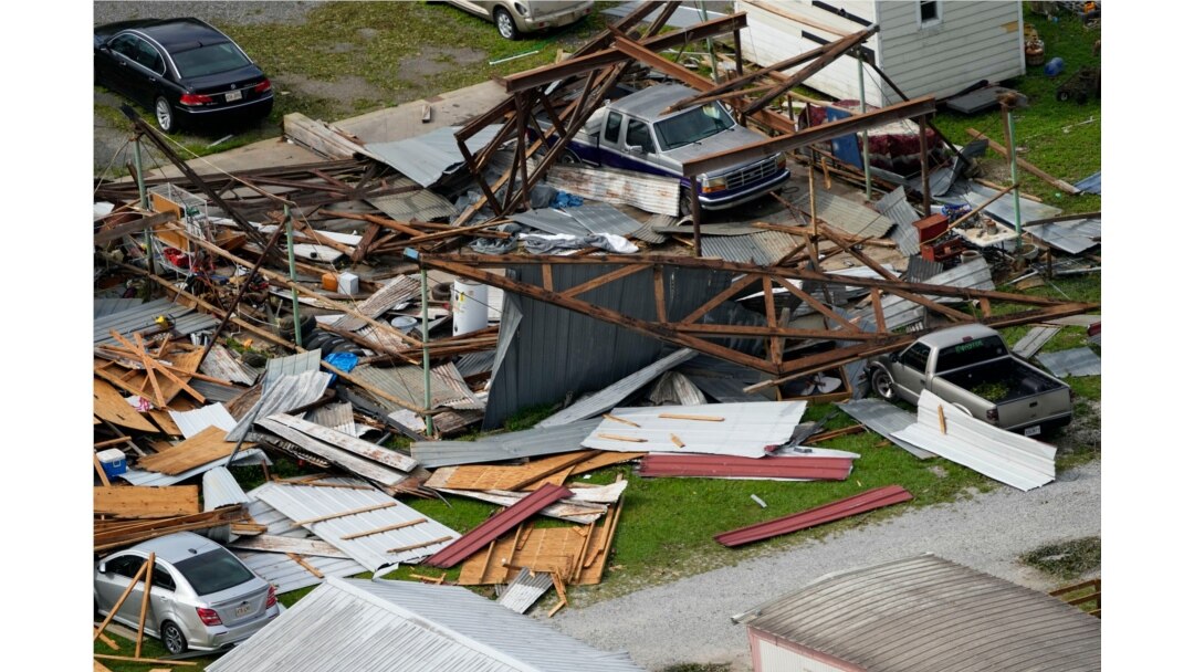 Destruction is seen in the aftermath of Hurricane Ida, Aug. 30, 2021, in Houma, La. The weather died down shortly before dawn.