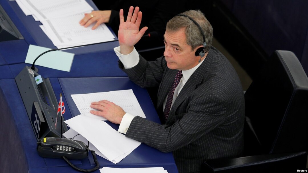 Brexit campaigner and Member of the European Parliament Nigel Farage takes part in a voting session at the European Parliament in Strasbourg, France, Jan. 16, 2018.
