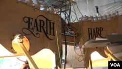 Since inventing the Earth Harp in 2000, the musician has taken to major venues around the world, from the Kennedy Center in Washington to Shanghai's Grand Theatre. (M O'Sullivan/VOA)