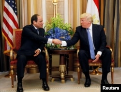 AQSh rahbari Donald Tramp Misr rahbari Abdul Fattoh al-Sissi bilan, Riyod, 21-may, 2017