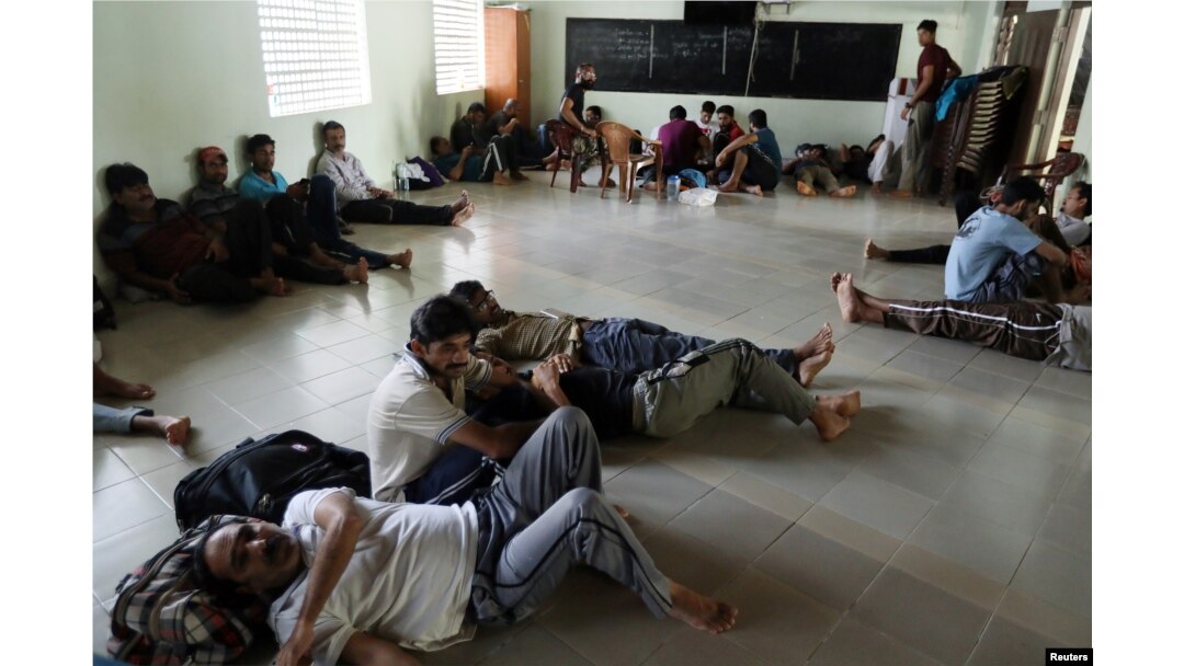 Pakistan refugees rest inside a mosque in Negombo, Sri Lanka, April 25, 2019.