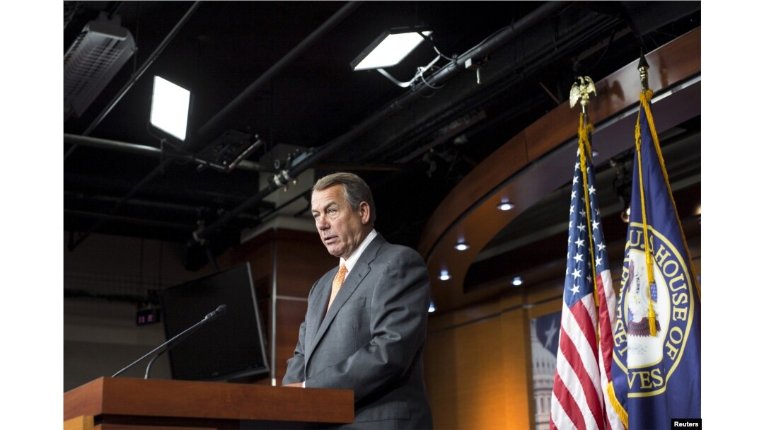 House Speaker John Boehner, an Ohio Republican, says at a news conference on Capitol Hill in Washington that his party would press its fight against the nuclear deal with Iran, Sept. 10, 2015.