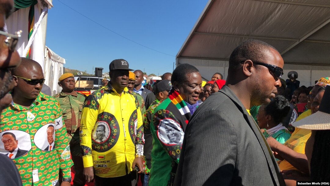 President Emmerson Mnangagwa is calling for a peaceful election from which he said all Zimbabweans can prosper. In the file photo, on June 9, 2018 he is at a Zanu PF rally in Mutoko, about 200km east of Harare.