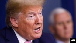 President Donald Trump speaks during a coronavirus task force briefing at the White House, Saturday, April 4, 2020, in Washington. (AP Photo/Patrick Semansky)