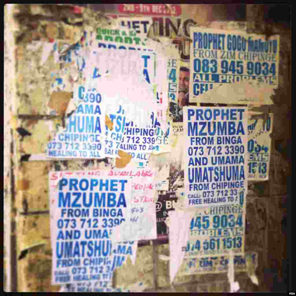 "Prophets" advertising in the inner city Hillbrow precinct.